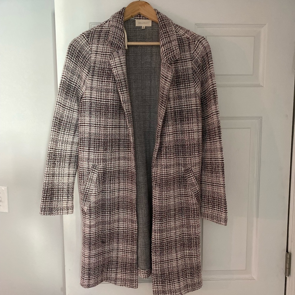 Melloday Plaid Topper Trench Jacket Size Small